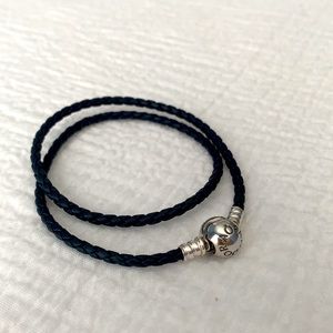 Pandora Moments Navy Blue Leather Bracelet - 15.0”